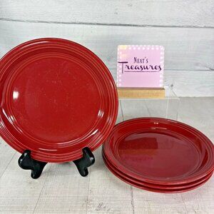 Mainstays RAINFOREST RED SEDONA Embossed Ring Stoneware Salad Lunch Plates Set 4
